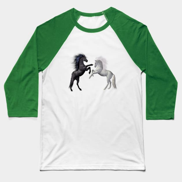 Wild Horses, Stallions Baseball T-Shirt by tfortwo